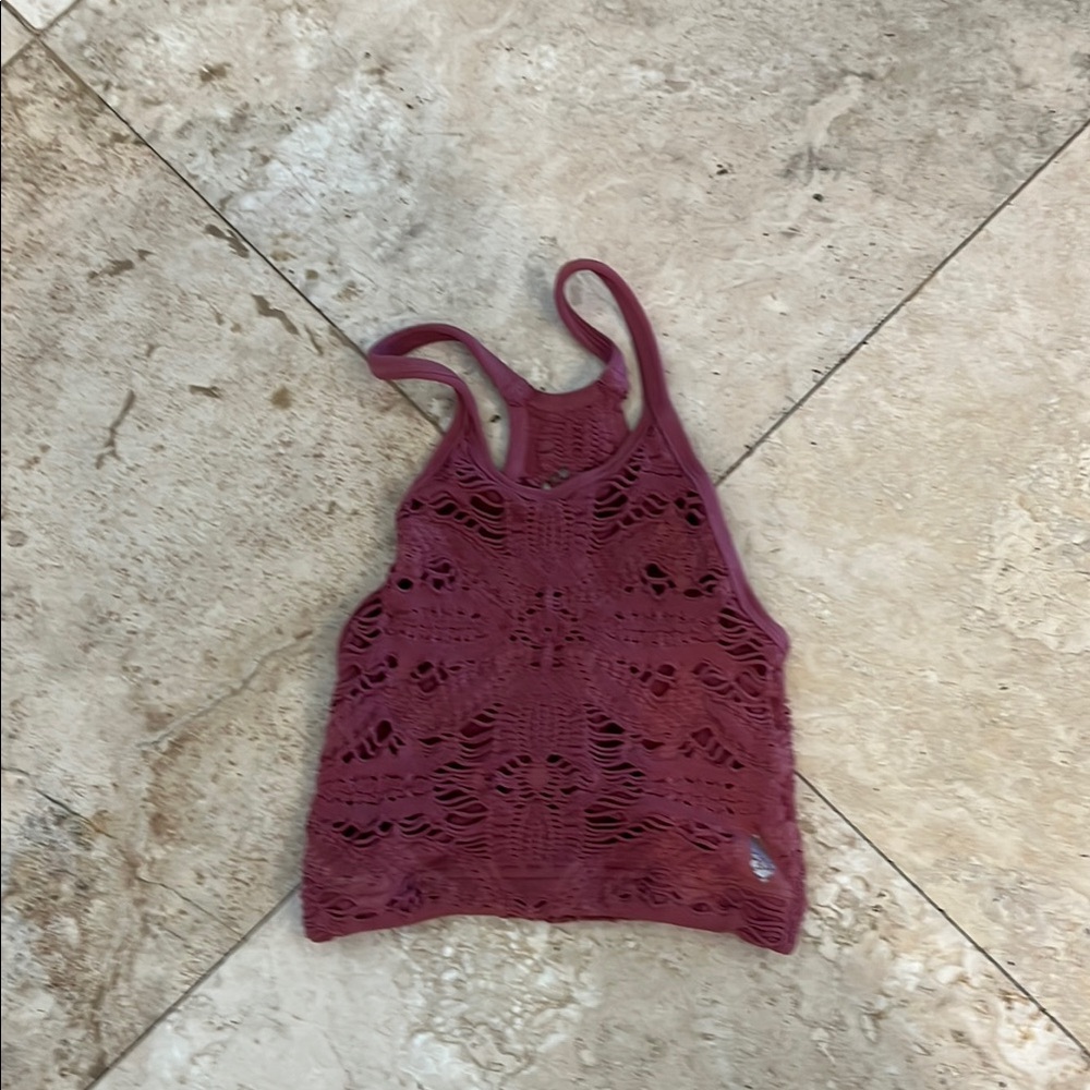 Red Cropped Cut Out Tank Top
